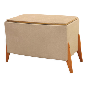Vintage leatherette stool or laundry basket, 1980s, Czechoslovakia