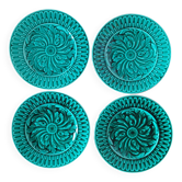 La Redoute x Selency set of 4 green barbotine plates