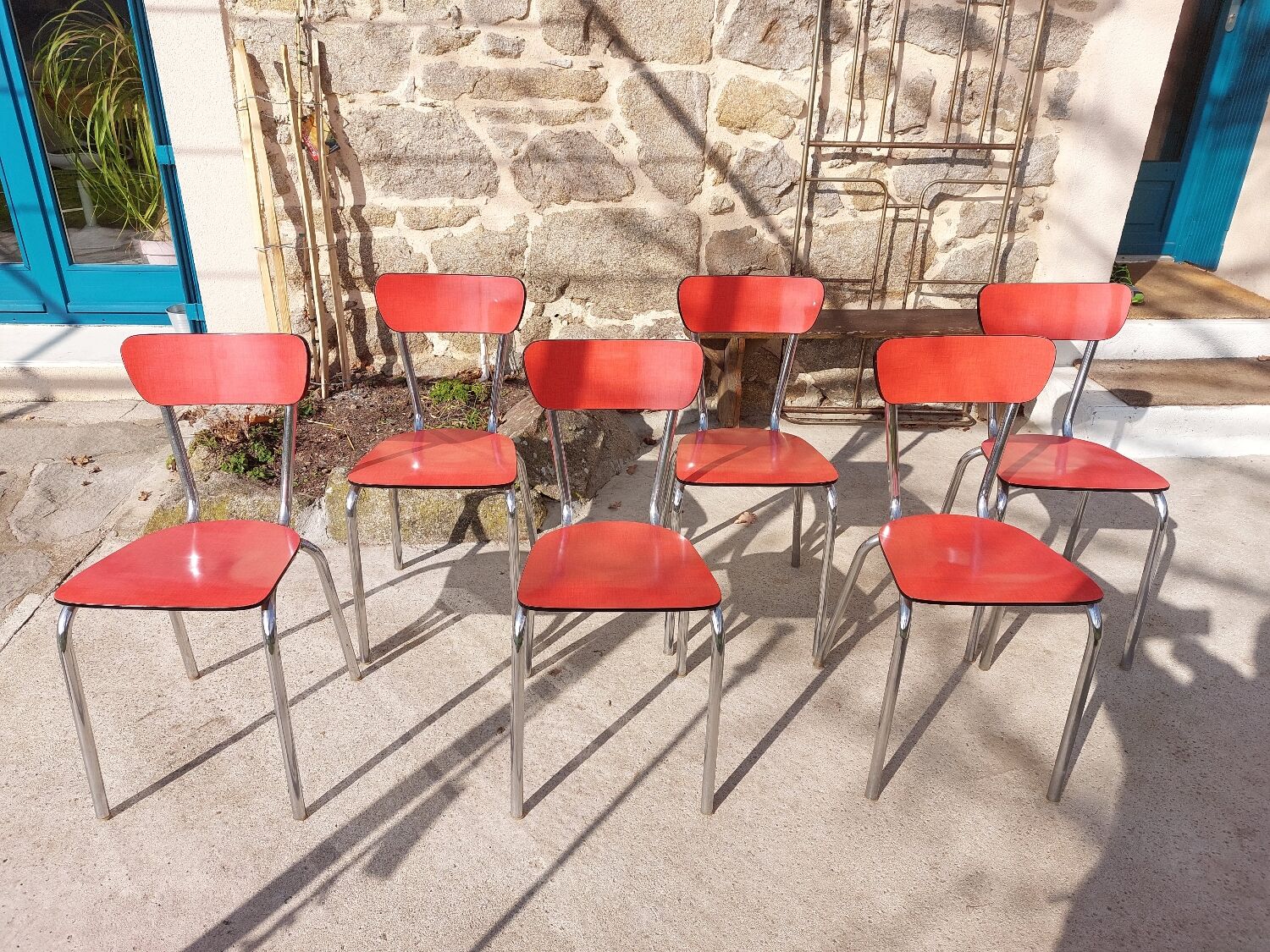 Red formica chairs