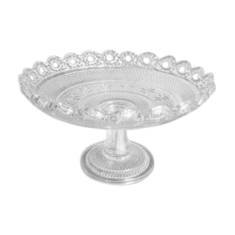 Vintage foot cut in molded glass edge lace