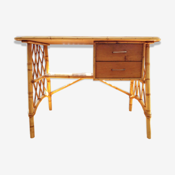 Desk with 2 drawers rattan