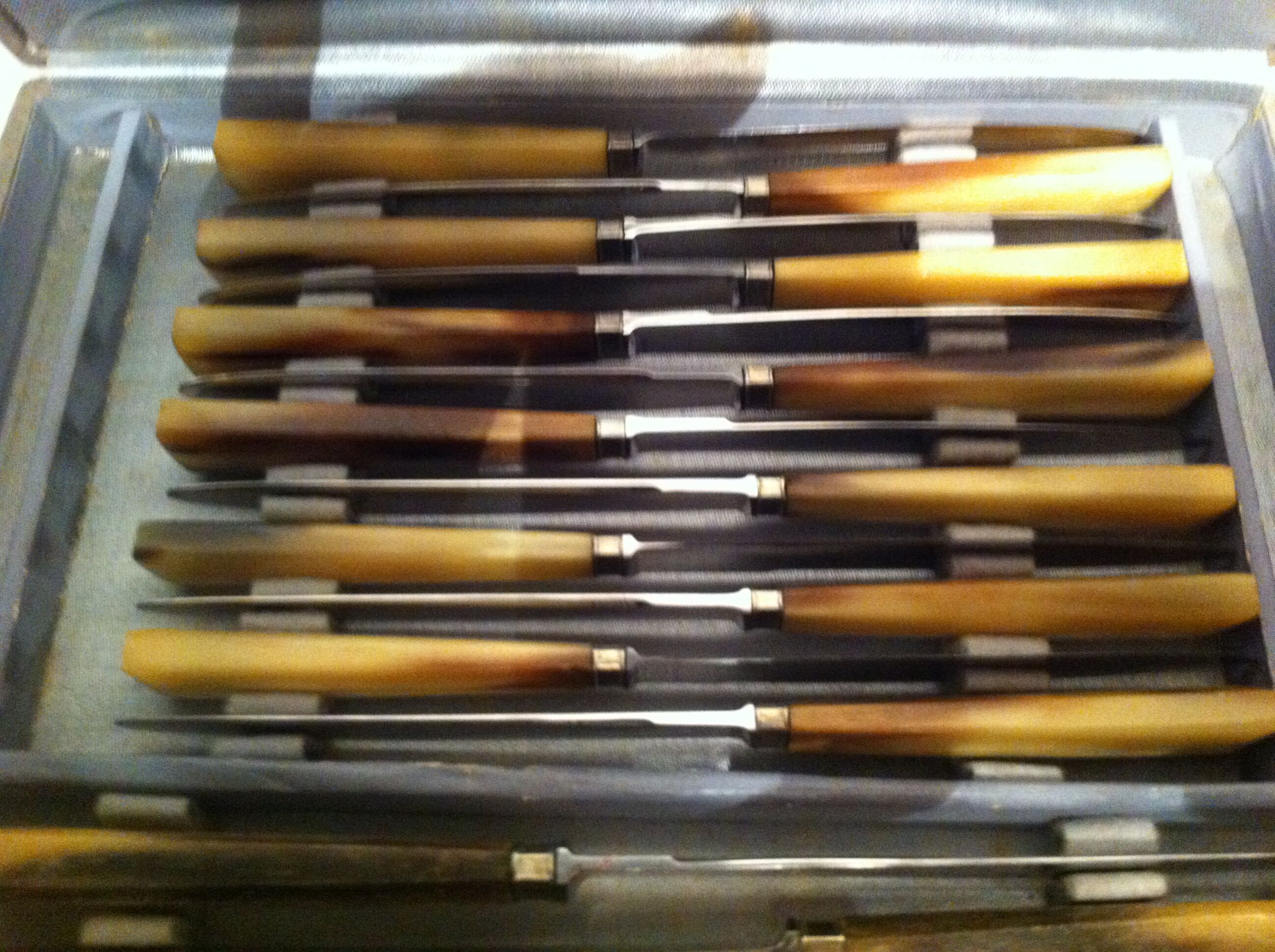 Ancient knives, sleeve horned inox blades