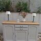Vintage sideboard in pearl grey patinated oak, wooden top.