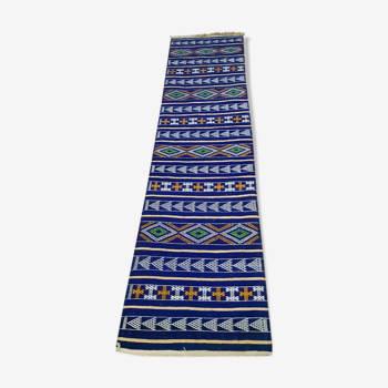 Carpet corridor kilim moroccan berber blue 300-70cm