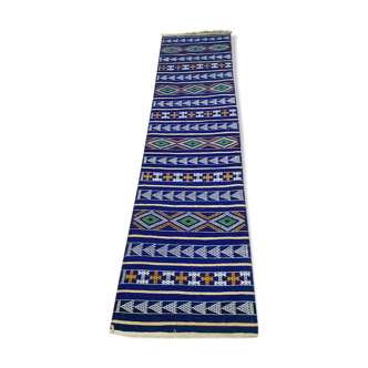 Carpet corridor kilim moroccan berber blue 300-70cm