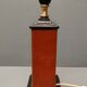 Lamp Le Dauphin black ceramic glazed, wicker canelé, imitation leather havana ~ 70's