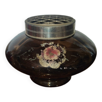 Antique biscuit tin decorated with roses