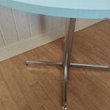 Vintage round table chrome and formica blue