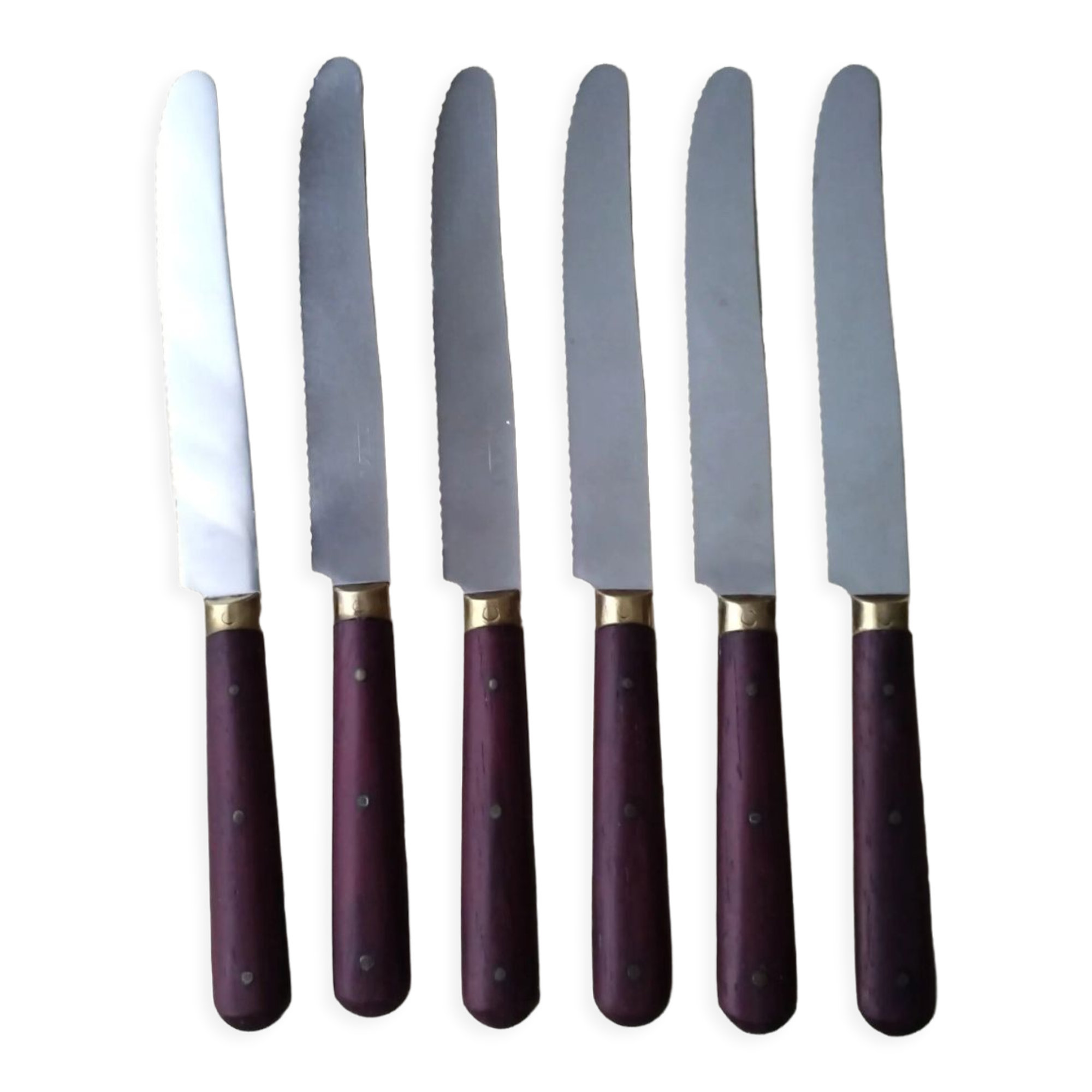 Box of 6 Saufax rosewood handle table knives