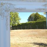 Wooden mirror on psyche foot tilting white gold with moldings