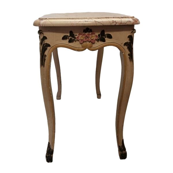 Table peinte classique vintage avec plateau en marbre, années 1950