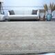 1970s Vintage Persian Handmade Wool Cotton Light Brown Area Rug 290x372