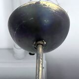 Mid-Century 8 lights brass and opaline glass chandelier. Italy 1950s