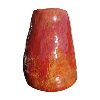 Burgundy enamelled brutalist vase