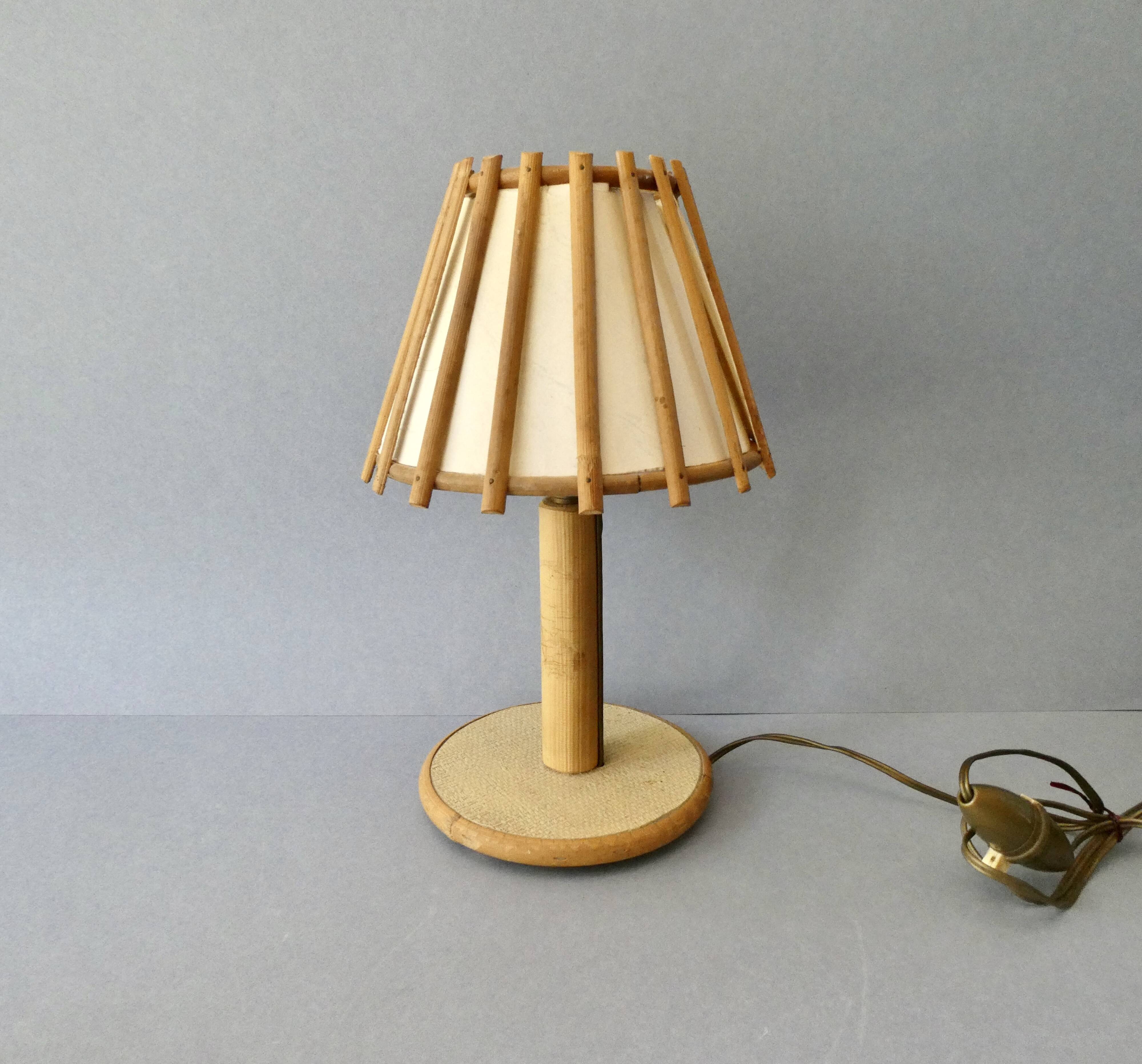 Rattan lamp Art Vannerie France, 70s