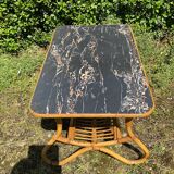 Vintage rattan and Formica coffee table
