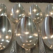 12 silver-plated coffee spoons by Boulenger, Art Nouveau thistles