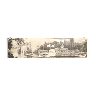Panneau décoratif vintage avec une scène américaine sur une planche de bois