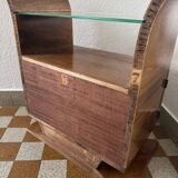 Art Deco bedside table in wood and mirror