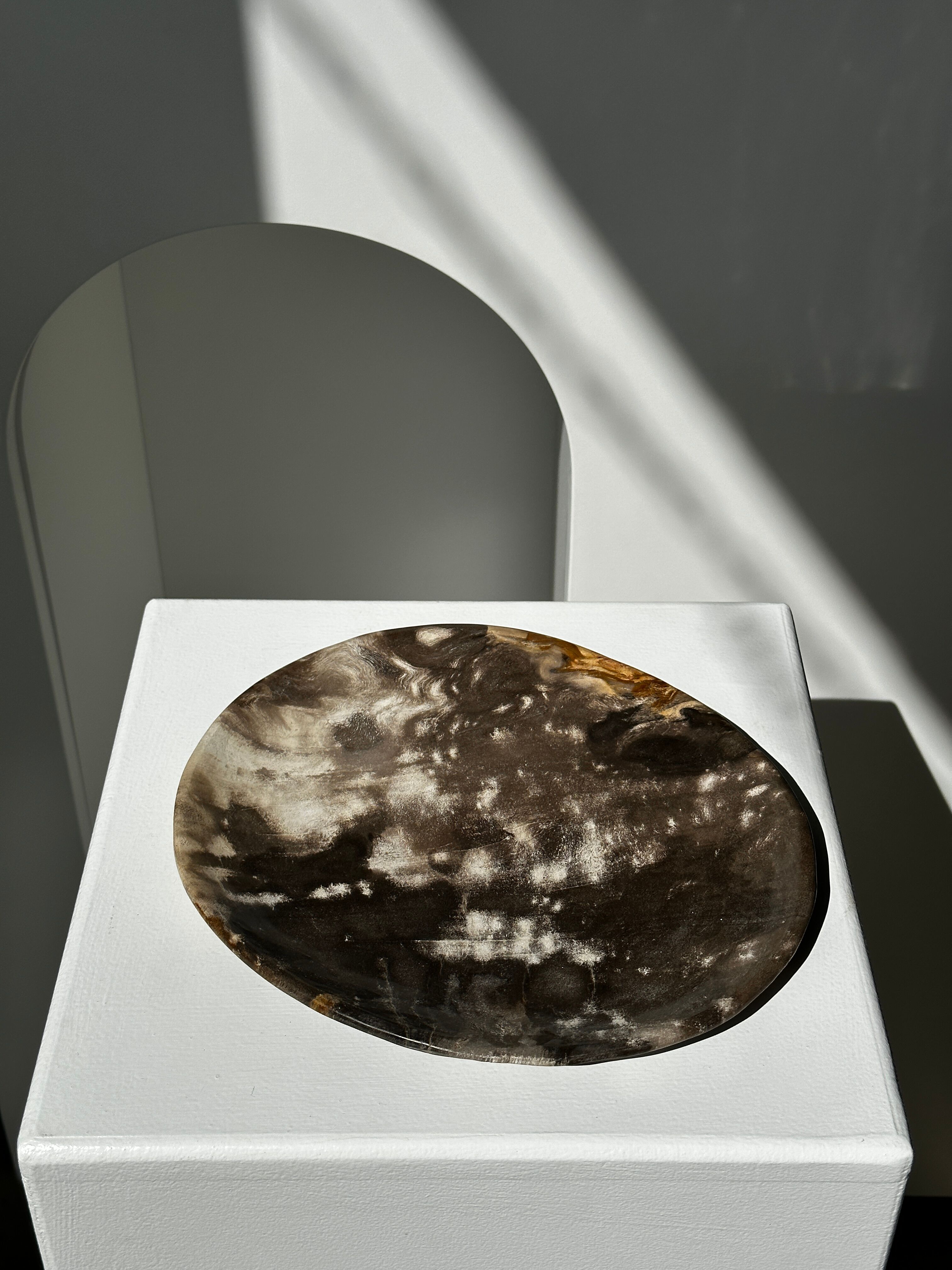 Dish in petrified wood
