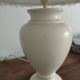 70s satin ceramic lamp and fur shade