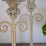 Set of 2 candle holders flower painted metal and glass
