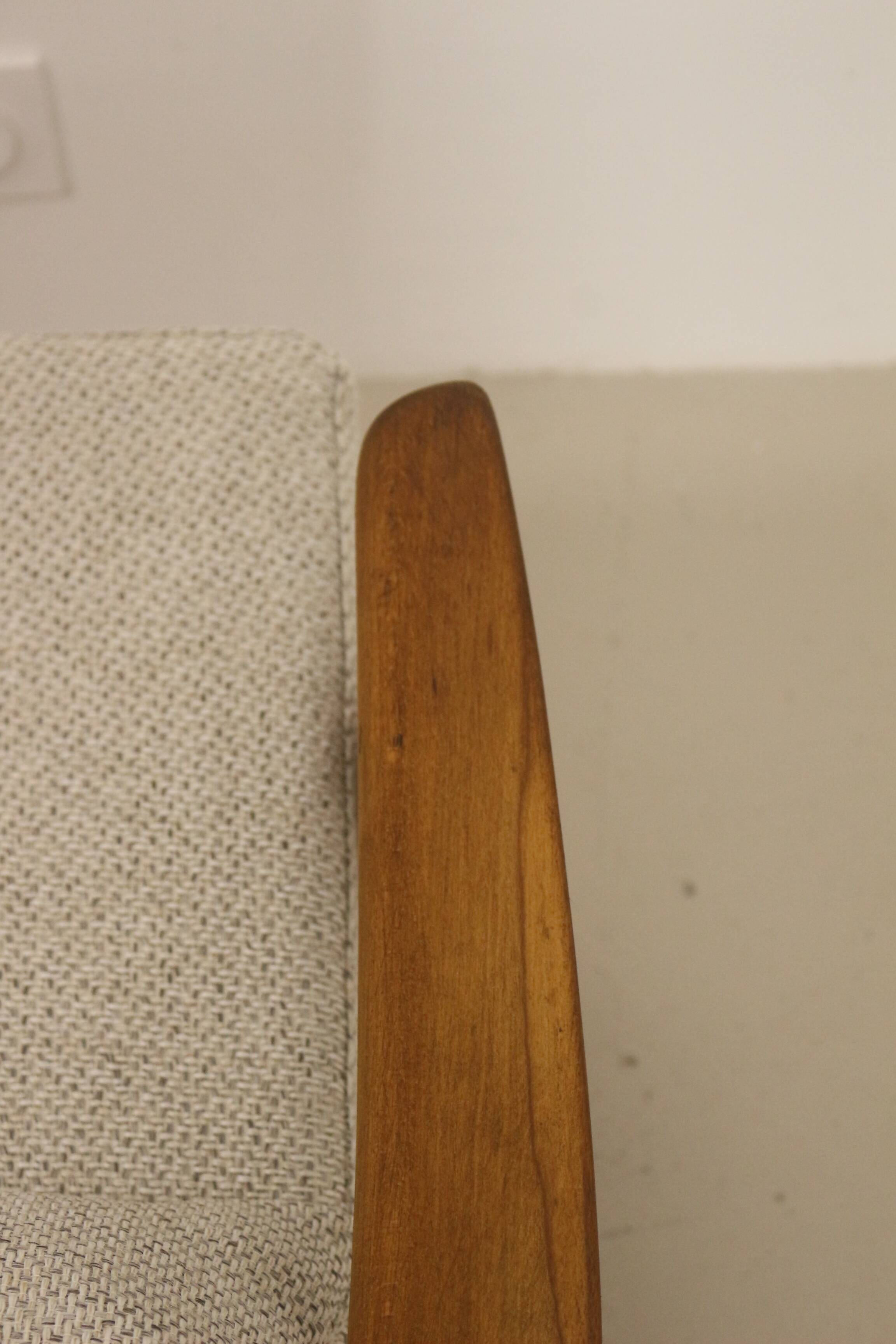 Scandinavian armchair 1960 rounded armrests