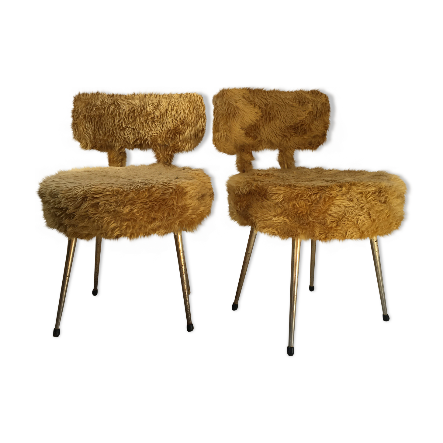 Pair of Pelfran chairs in yellow-orange moumoute