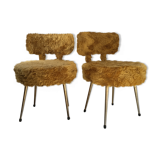 Pair of Pelfran chairs in yellow-orange moumoute