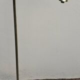brass floor lamp with articulated reading arm 1970 and its red lampshade