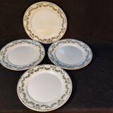Set of 4 antique flat plates in half-porcelain from Badonviller