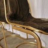 Set of 6 Vintage Gold Chrome Dining Chairs: Italian Mid-Century Design