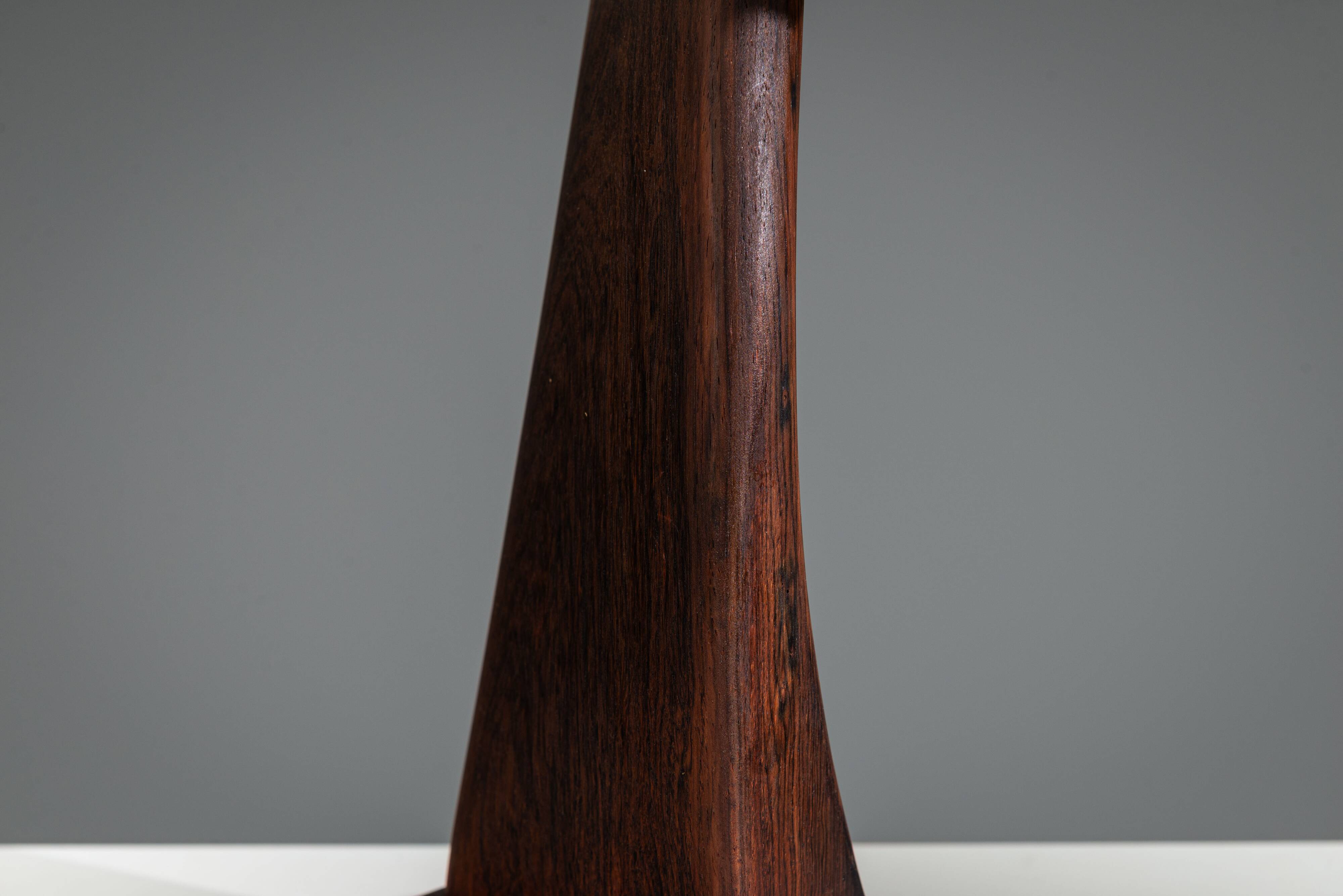 Large mid-century solid rosewood table lamp