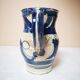 Enamelled ceramic blue pitcher signed by the artist