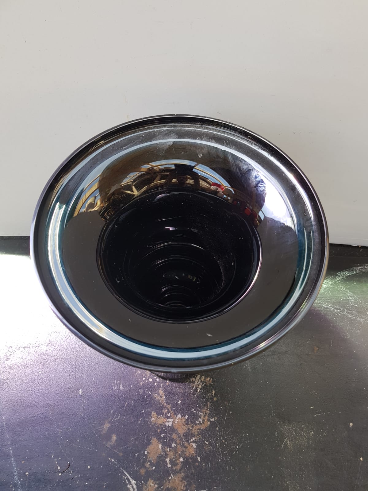 Old Medici Shape Vase Black & Transparent Multilayer Glass Vintage