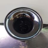 Ancien Vase Forme Médicis Verre Multicouche Noire & Transparent Vintage