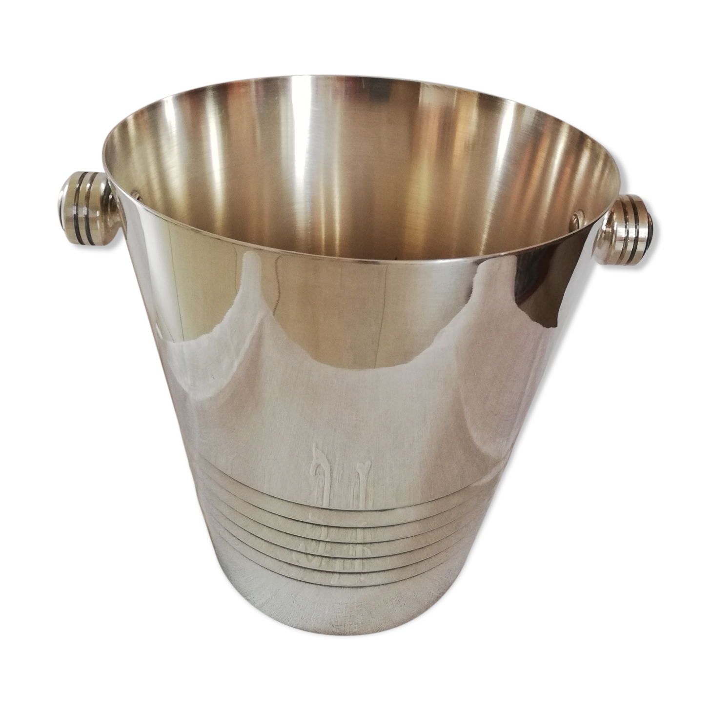 Silver metal champagne bucket - art deco style