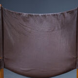 Mid-century danish oak and leather lounge chairs & ottoman by kristian vedel, 1960s, set of 3