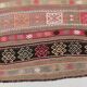 Tapis kilim ancien pastel, teintes délavées rose & vert, charme bohème,