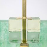 Paire de lampes en verre de Murano, irisé vert. 20e-21e siècle.