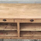 Central island bar counter in pine with two drawers