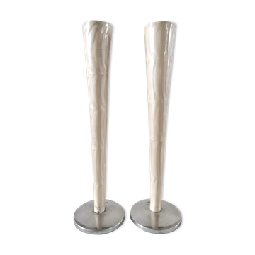Pair of Geoworld design candle holders