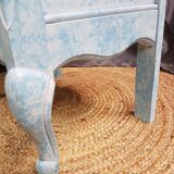 Low bedside table, 1 drawer, white and blue redesigned