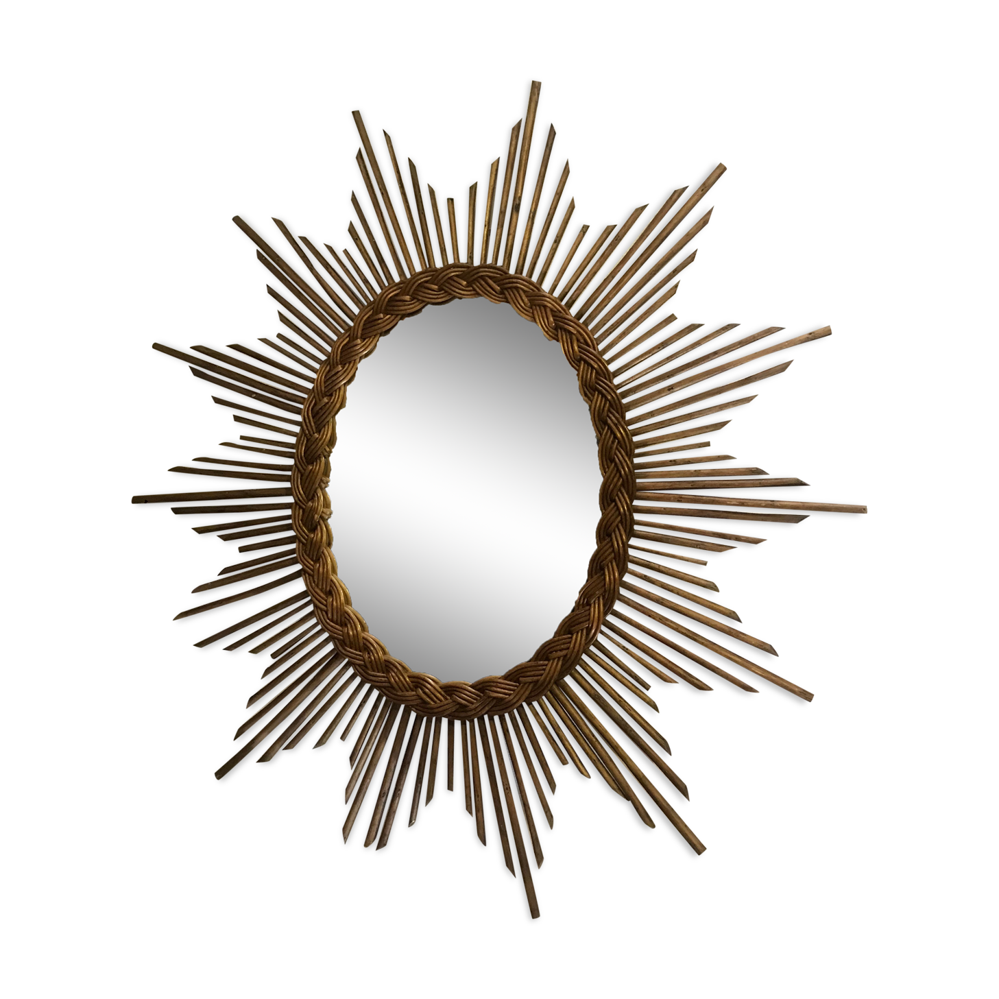 Mirror sun in oval rattan - 58x62cm