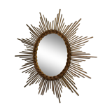 Mirror sun in oval rattan - 58x62cm