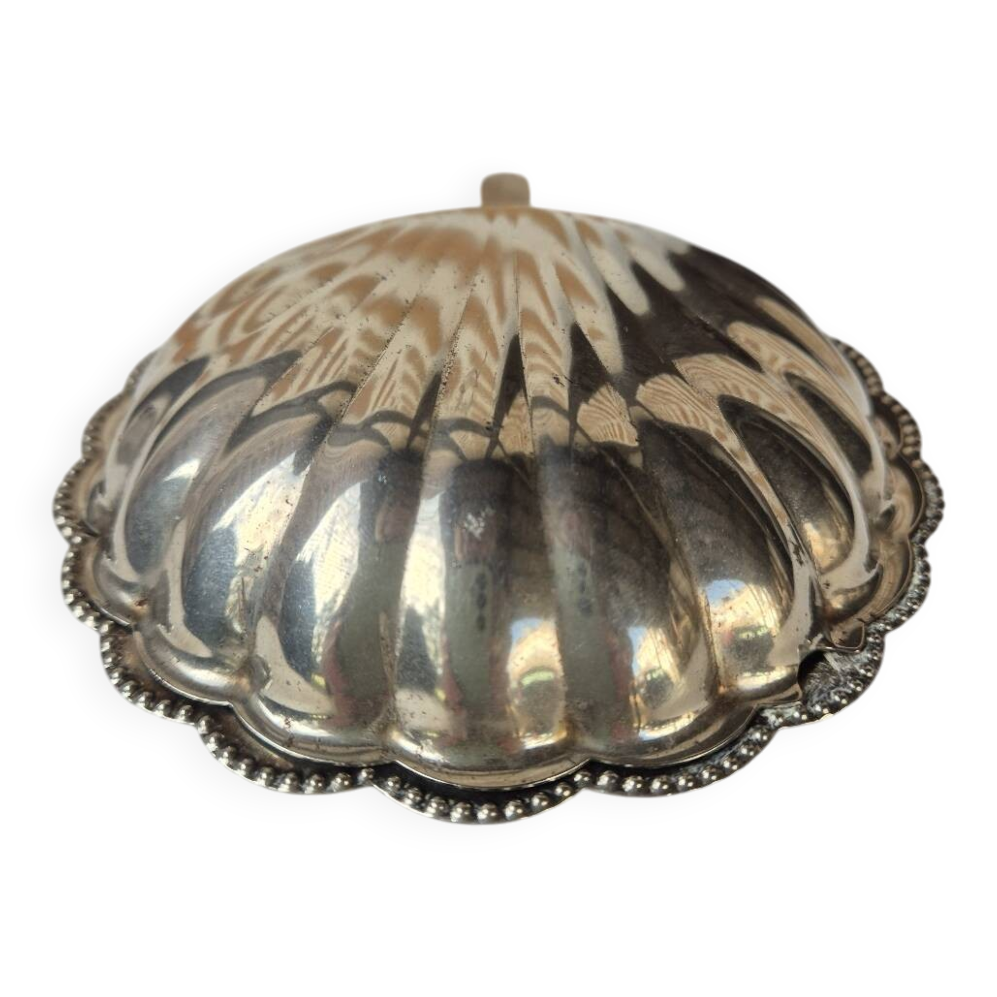 Silver-plated shell butter dish