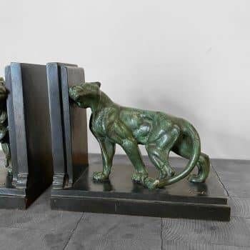Lion and lioness bookends by Joseph Carlier, 1930