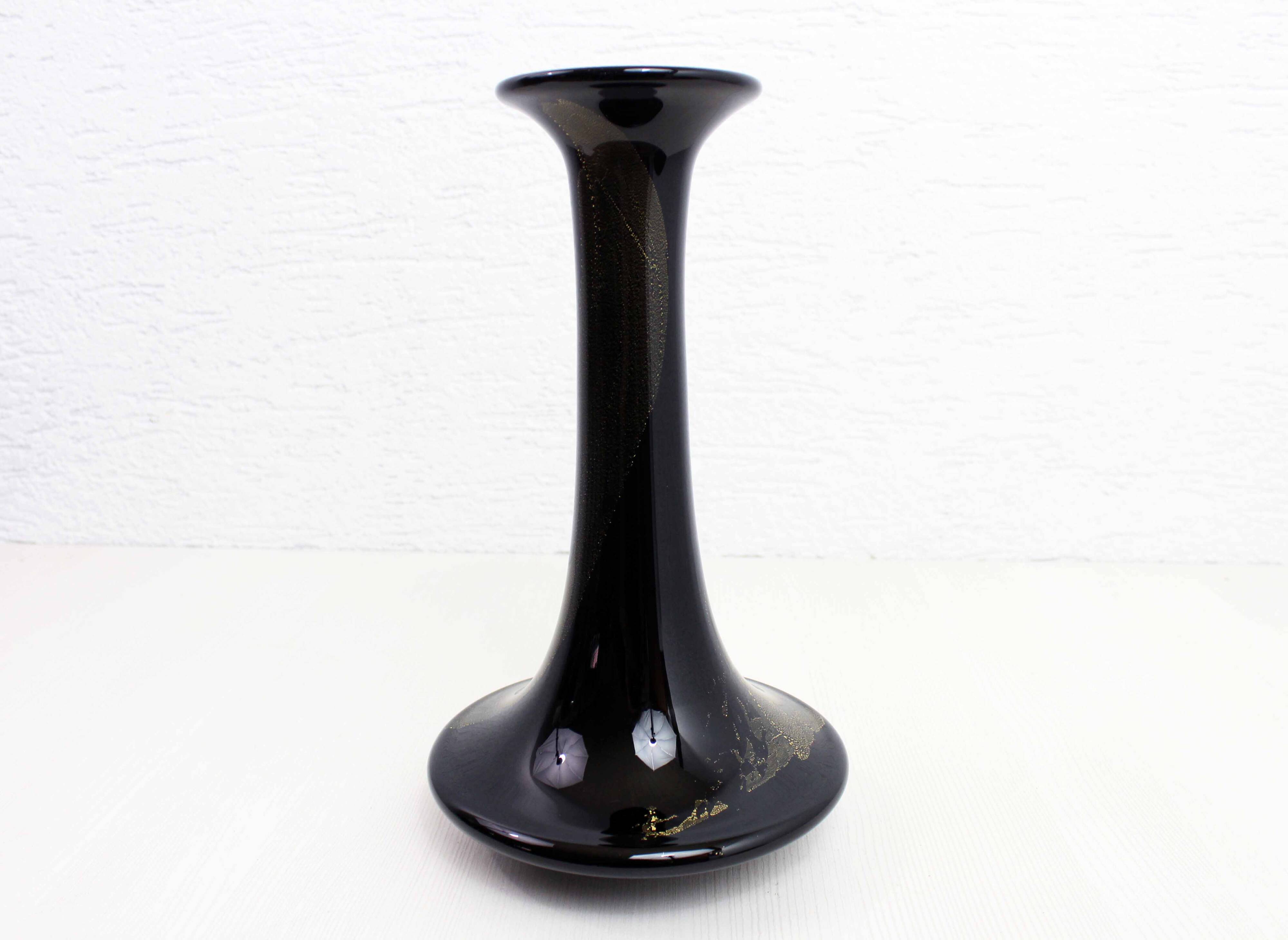 Theresienthal black and gold glass vase 1970