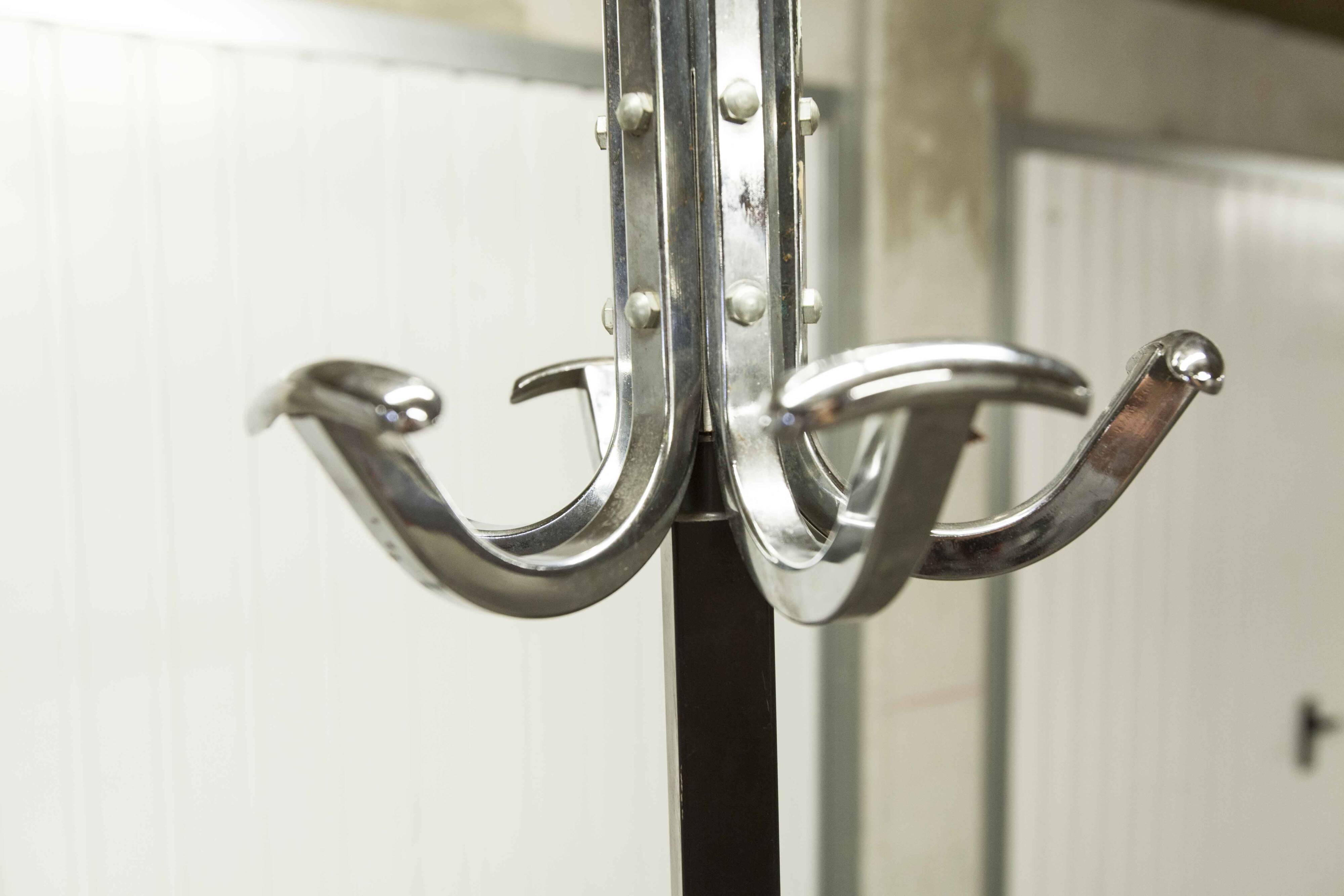 1960s industrial parrot coat rack chrome