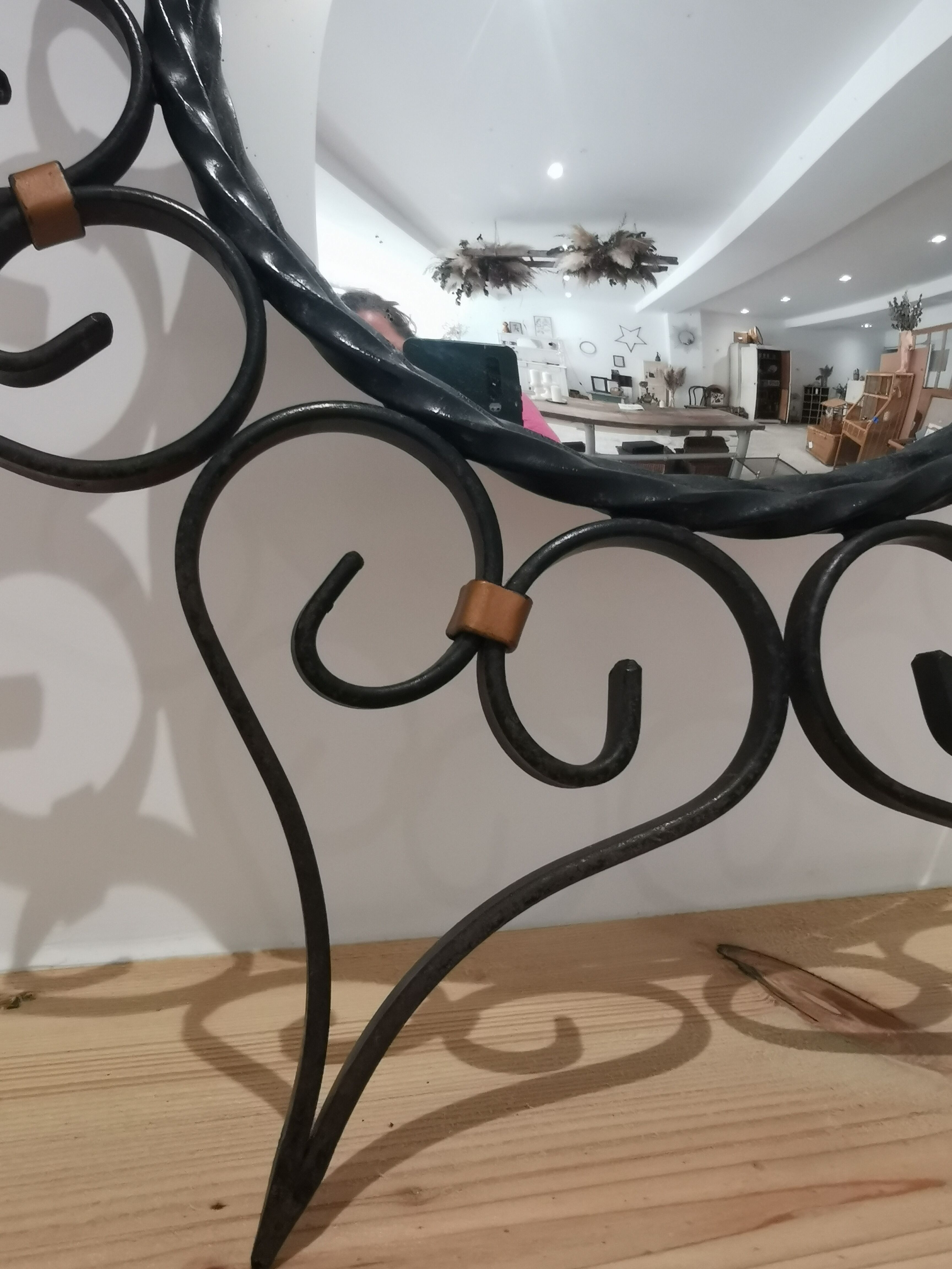 Witch mirror wrought iron and vintage brass